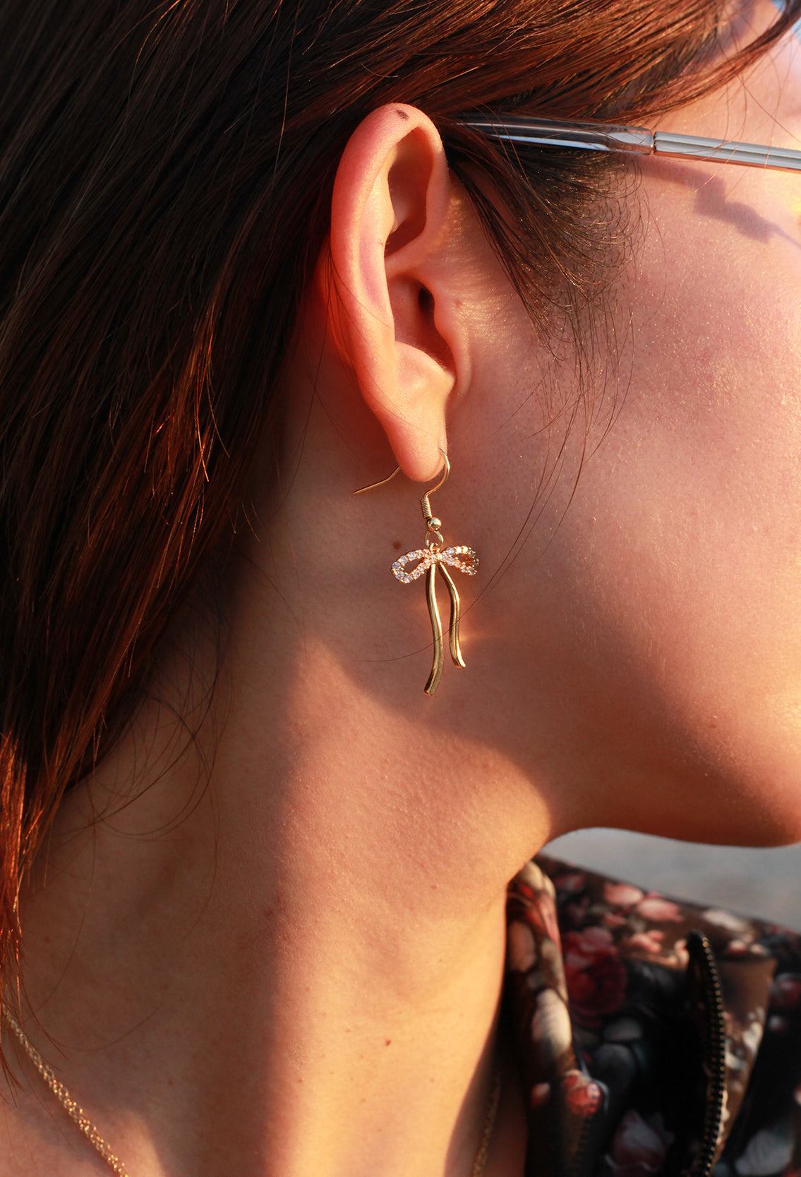 Crystal Bow Earrings (18K Gold Plated)