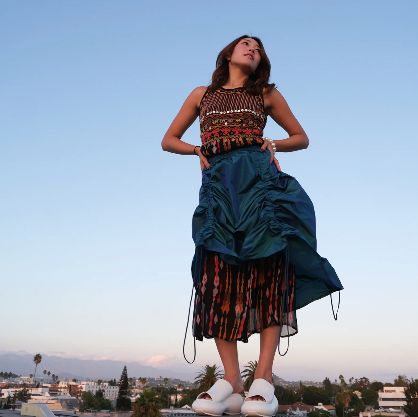 Armore Skirt ~ deep aqua (ᴄᴜʀᴛᴀɪɴ ʟᴇɴɢᴛʜ)