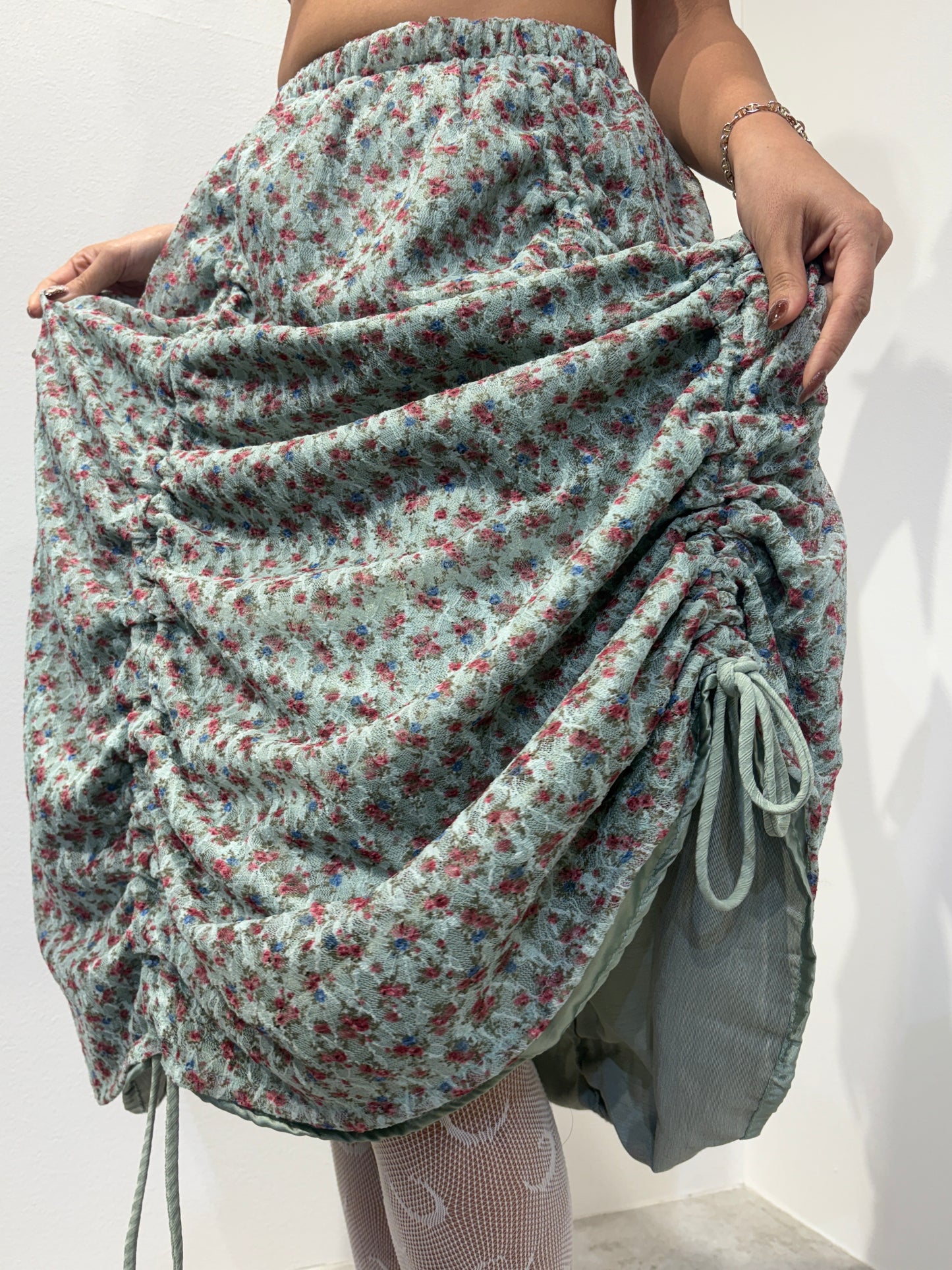 Armore Skirt ~ olive floral (ᴄᴜʀᴛᴀɪɴ ʟᴇɴɢᴛʜ)