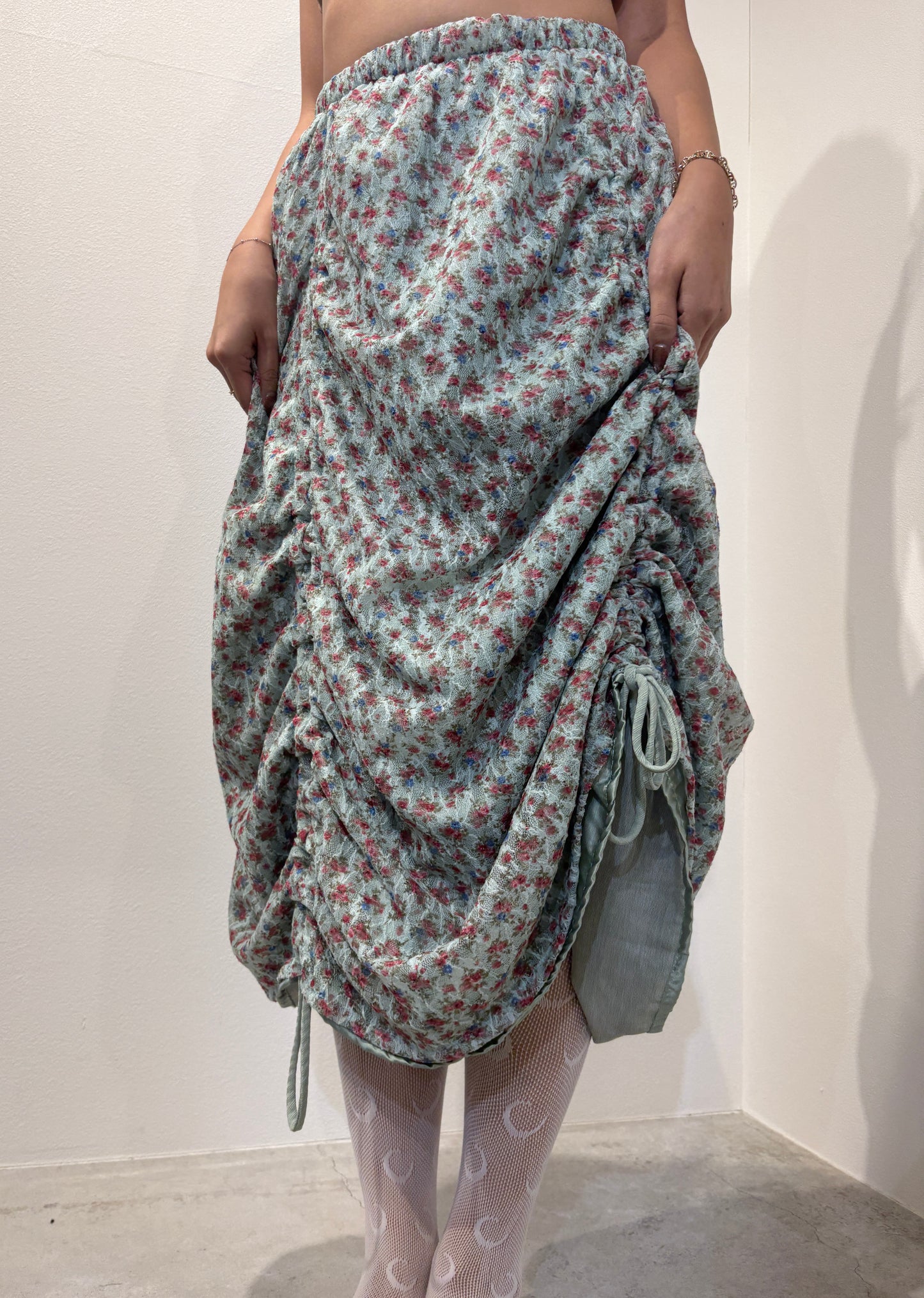 Armore Skirt ~ olive floral (ᴄᴜʀᴛᴀɪɴ ʟᴇɴɢᴛʜ)