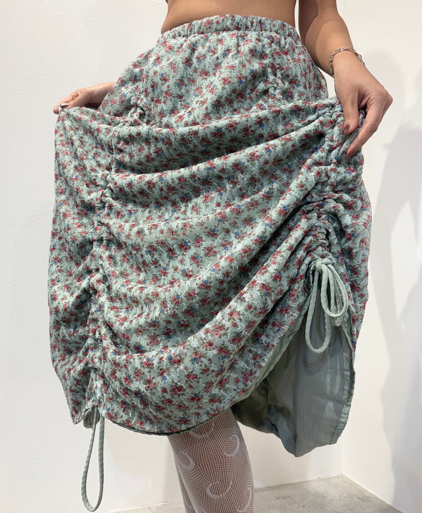 Armore Skirt ~ olive floral (ᴄᴜʀᴛᴀɪɴ ʟᴇɴɢᴛʜ)