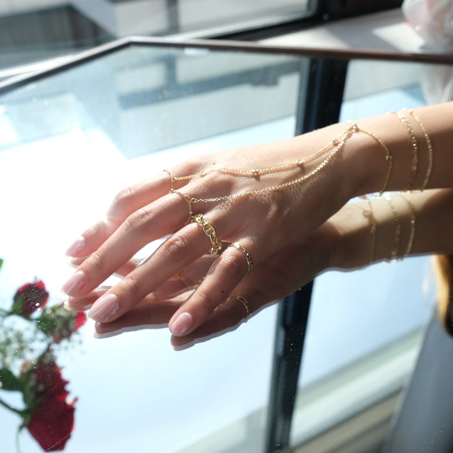 Charmed Touch ~ Bracelet + Ring + Connector ~ 18k Gold