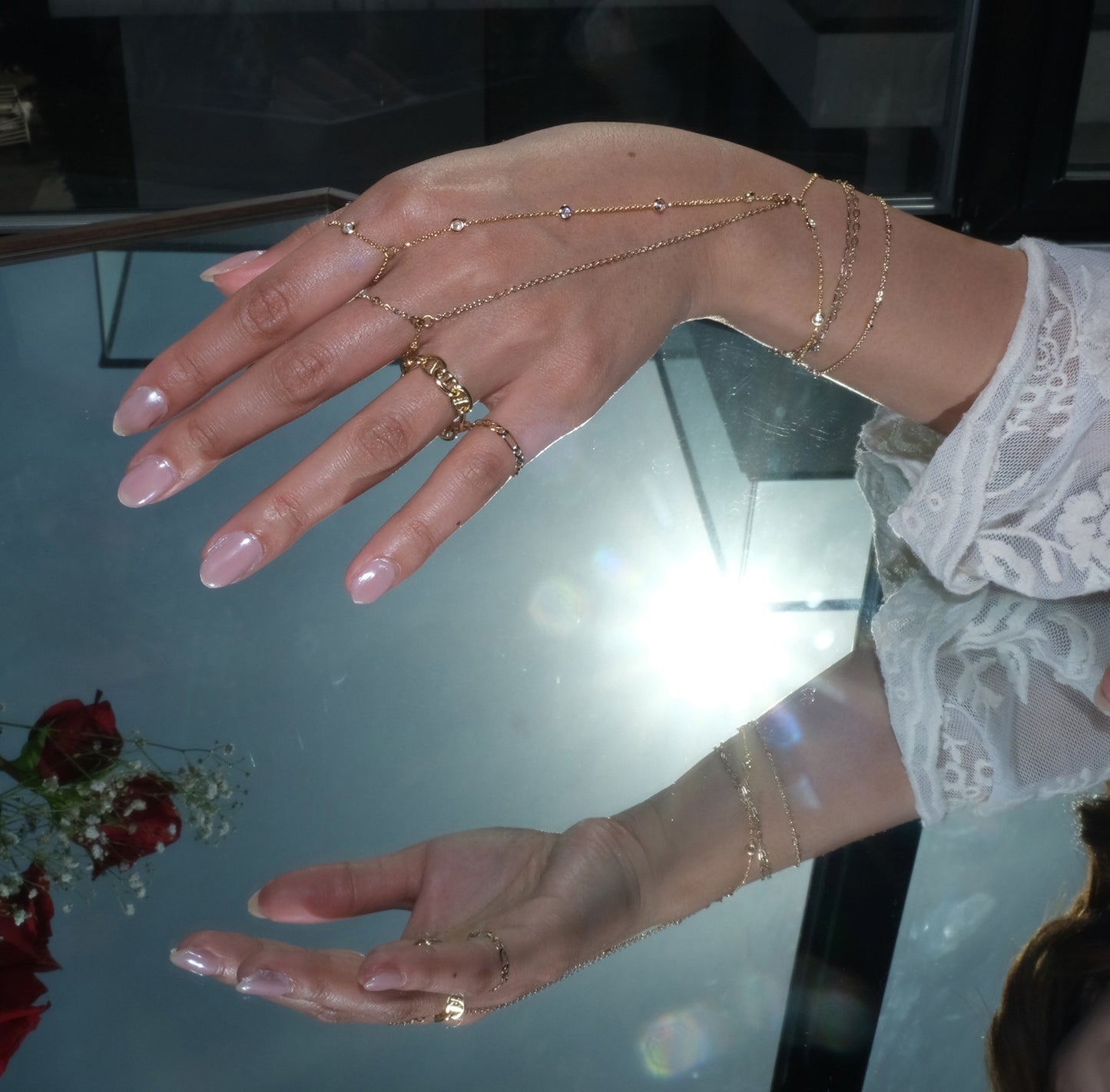 Charmed Touch ~ Bracelet + Ring + Connector ~ 18k Gold