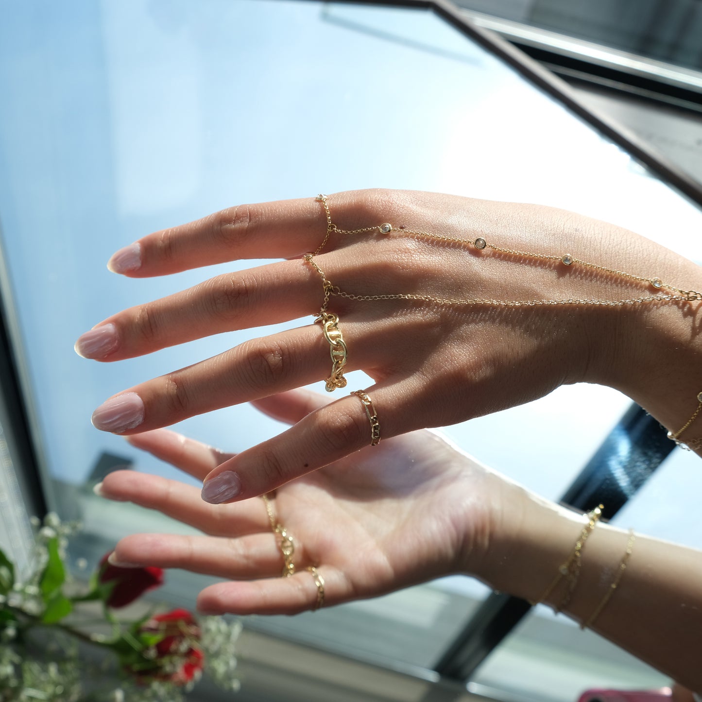 Charmed Touch ~ Bracelet + Ring + Connector ~ 18k Gold