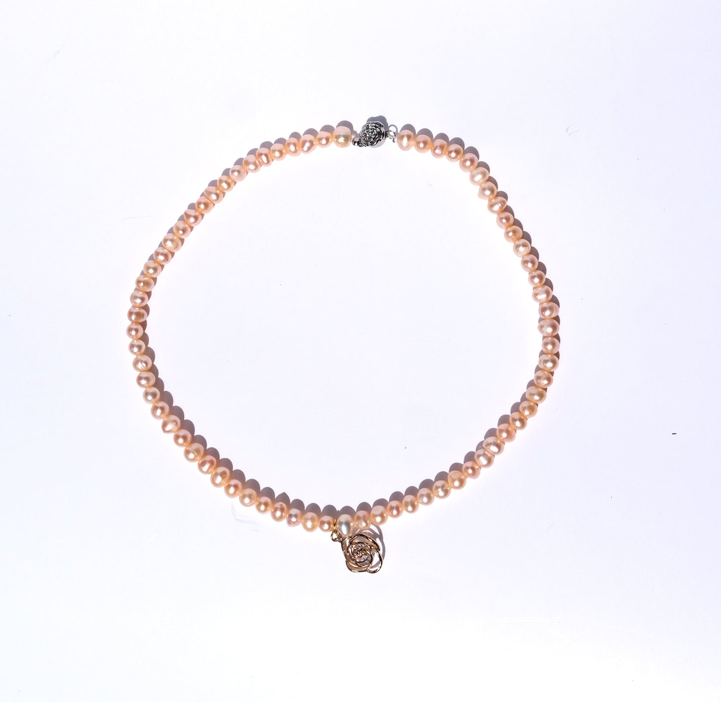 Peach Pearl Rose (necklace)