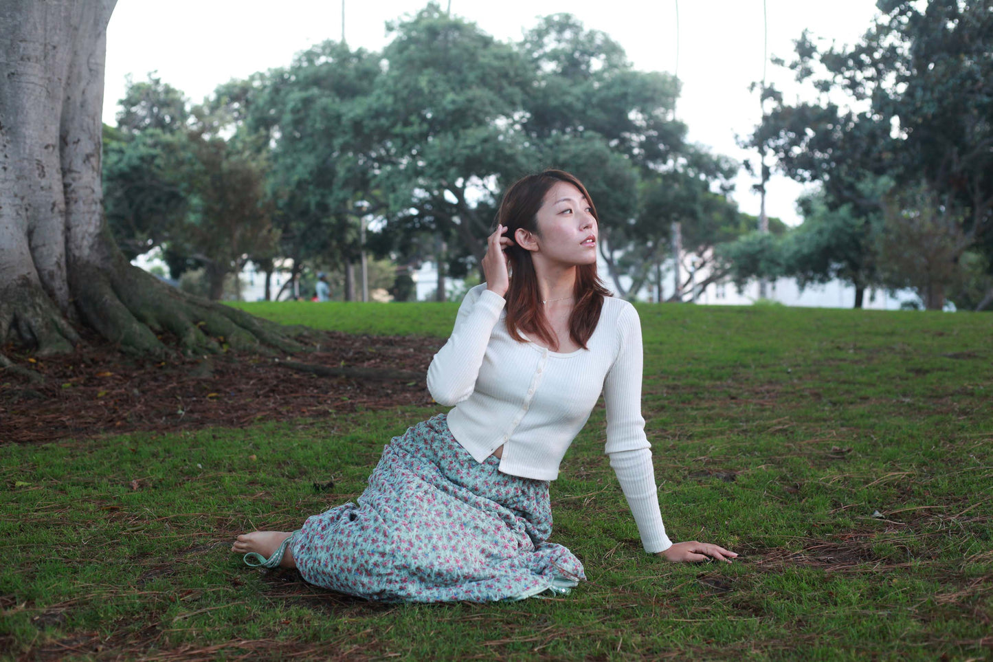 Armore Skirt ~ olive floral (ᴄᴜʀᴛᴀɪɴ ʟᴇɴɢᴛʜ)