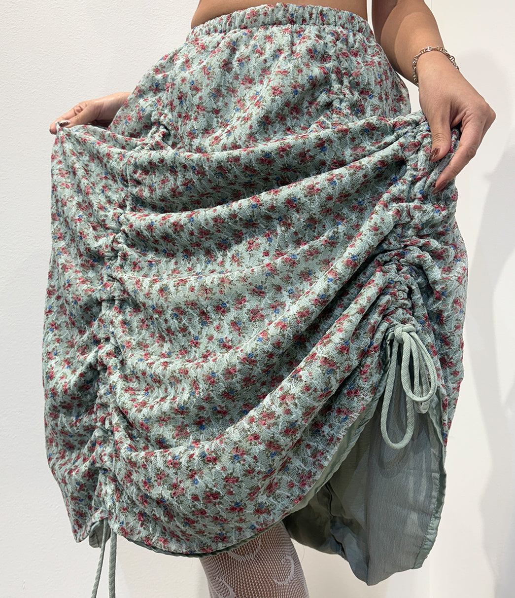 Armore Skirt ~ olive floral (ᴄᴜʀᴛᴀɪɴ ʟᴇɴɢᴛʜ)