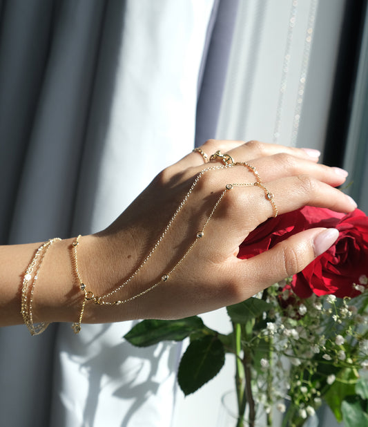 Charmed Touch ~ Bracelet + Ring + Connector ~ 18k Gold