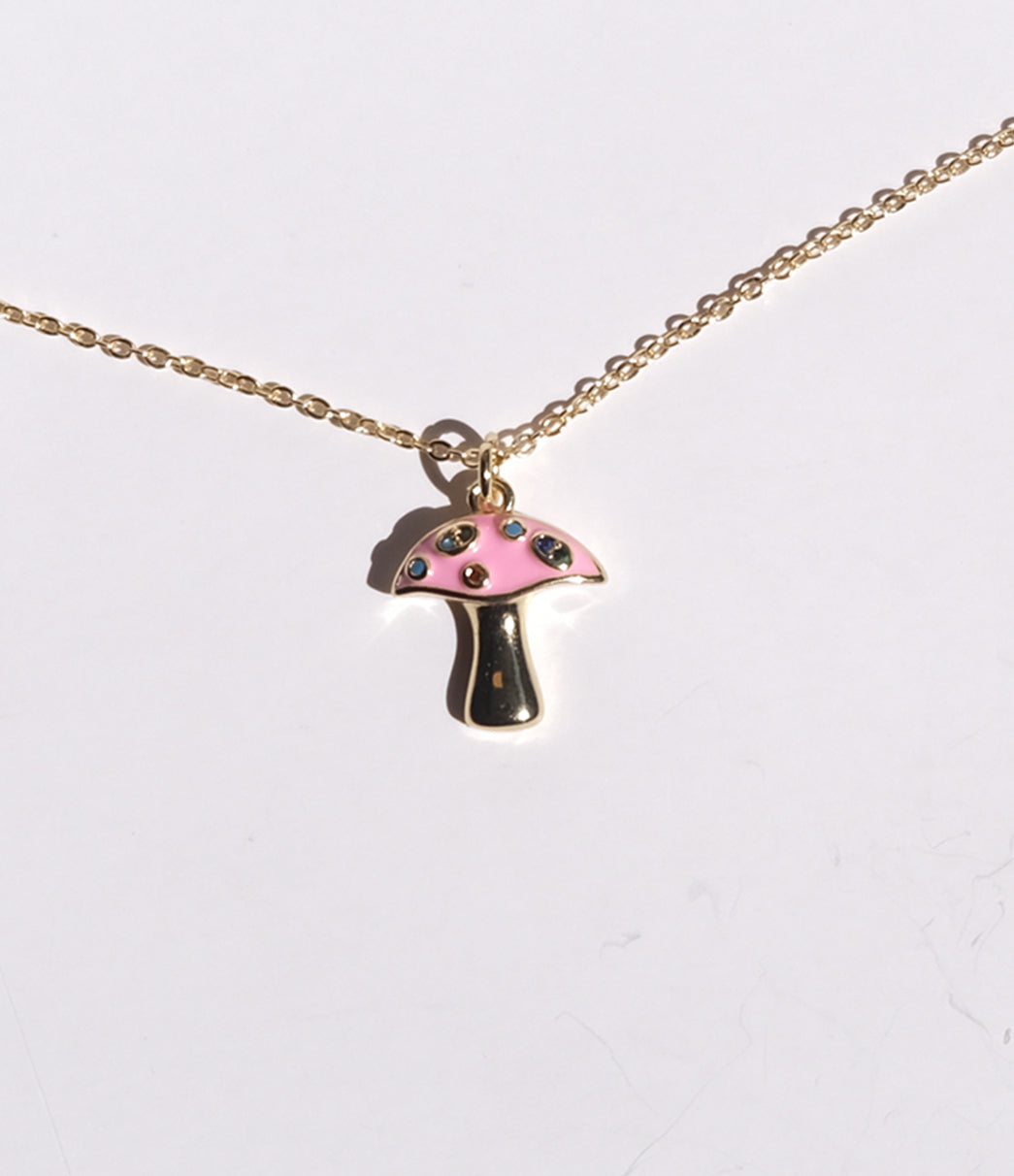 pink mashroom necklace