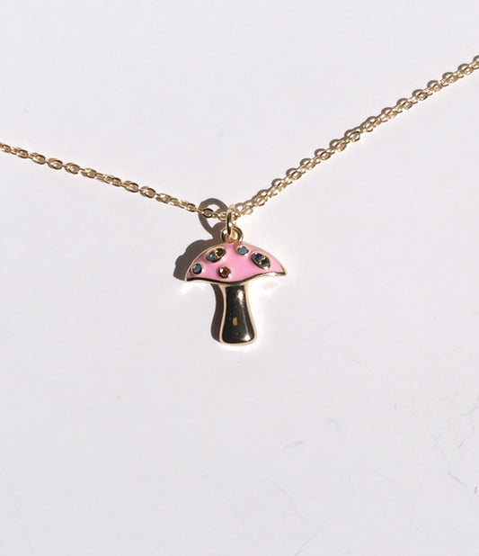 pink mashroom necklace